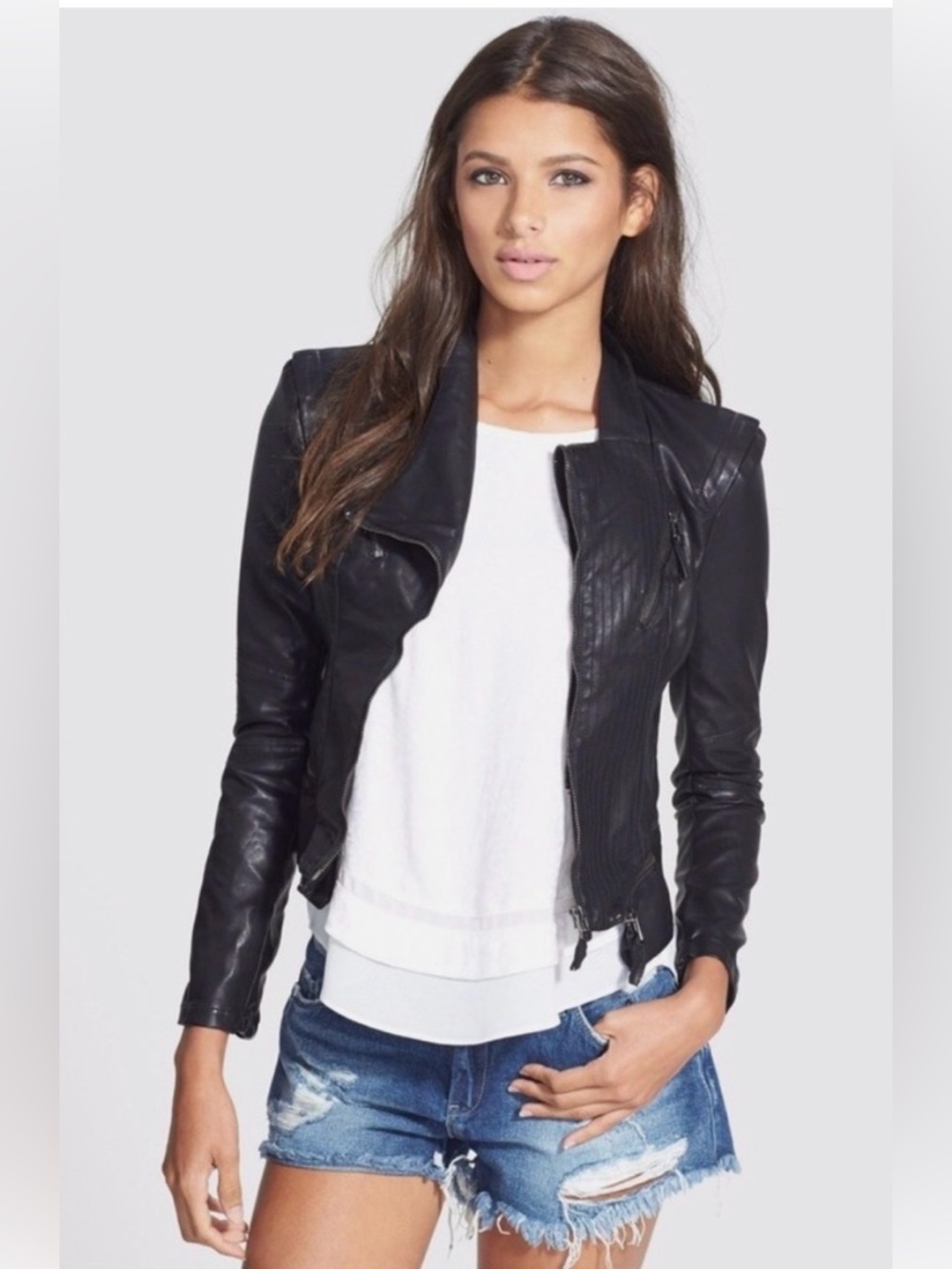 BlankNYC black faux leather fitted moto jacket. NWT Size XL